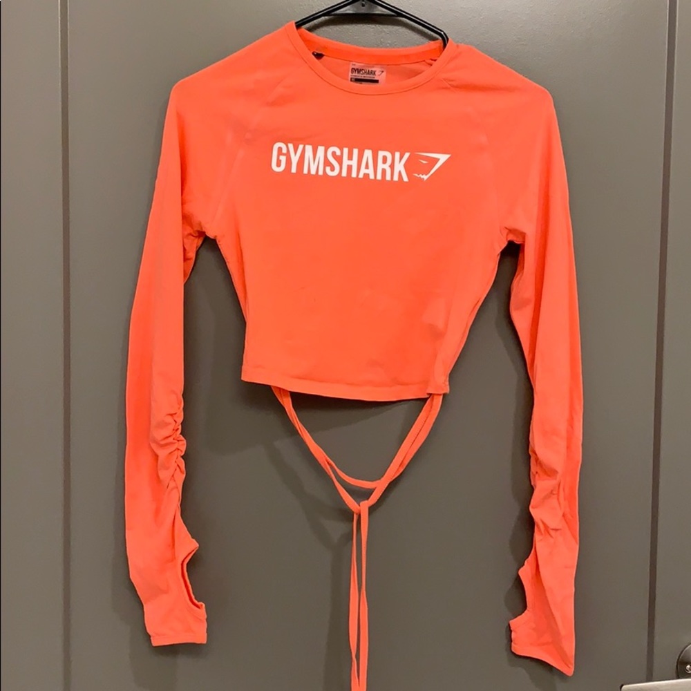 🦈 NEW orange gymshark long-sleeve crop top w ties